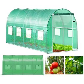 Ogrodowy tunel foliowy szklarnia 4x2x2 m 8 m² metalowy stelaż folia UV 2 wejścia, Bauerkraft