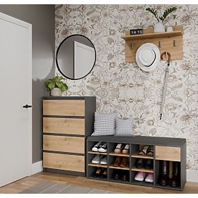 Otwarta szafka na buty TALLIN ANTRACYT DĄB ARTISAN do przedpokoju