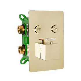 Podtynkowy zestaw prysznicowy z termostatem FENIX DAVIS Złoty + BOX, Rea