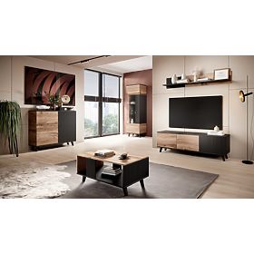 Półka ścienna RANDOM P-1 - Dąb Wotan/Czarny, Halmar