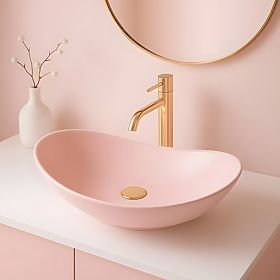 Ponadczasowa umywalka Rea Royal Powder Pink Matt