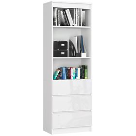 REGAŁ BIUROWY R 60 cm CLP 3 SZUFLADY 2 PÓŁKI PK BIAŁY / BIAŁY POŁYSK