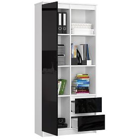 REGAŁ BIUROWY R 80 cm CLP R11 PK BIAŁY / CZARNY POŁYSK