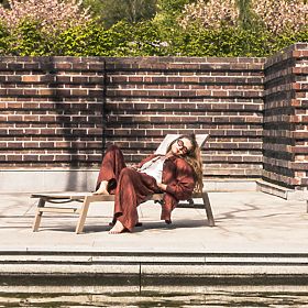 Regulowane leżak ogrodowy Shelly, aluminiowe, beżowe