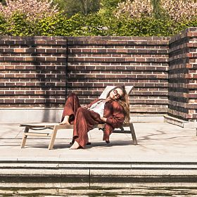 Regulowane leżak ogrodowy Shelly, aluminiowe, beżowe