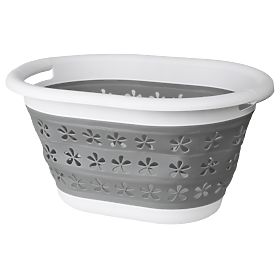 Składana owalna misa 50 x 37 cm biało-szara OVAL COMPACT 25L