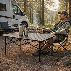 Składany stół turystyczny 95x55 cm kempingowy z torbą czarny MultiGarden, MultiGarden