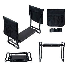 Składany stołek klęczący do pracy w ogrodzie z pasem na narzędzia i 2 organizerami, LONGWELL INDUSTRIAL LTD