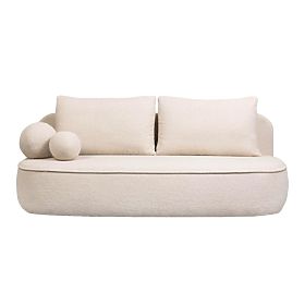 Sofa z funkcją spania i schowkiem Bella jasnobeżowa, boucle