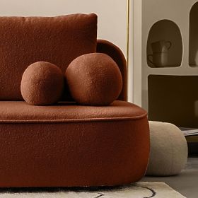 Sofa z funkcją spania i schowkiem Bella miedziana, boucle