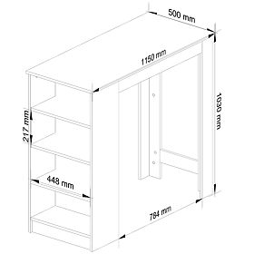 Stół barowy pod krzesło barowe 115 cm Biały / Dąb Sonoma