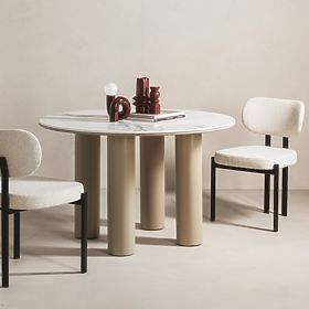 Stół jadalniany Kairo 120 cm, okrągły, ciemny beżowy, marmurowy, lectus