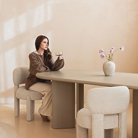 Stół jadalniany Lima 220 cm, ciemny beżowy, owalny