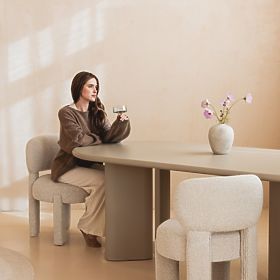 Stół jadalniany Lima 220 cm, ciemny beżowy, owalny