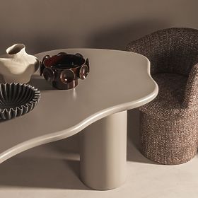 Stół jadalniany Muse 160 cm, ciemny beżowy, zaokrąglone kształty