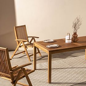 Stół ogrodowy Familis, 160 cm, wygląd teakowy, drewno eukaliptusowe FSC, lectus