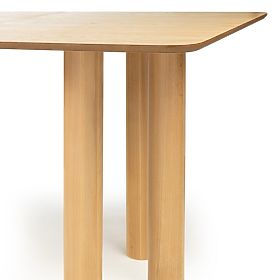 Stół rozkładany Loa 140-200 cm, fornir dębowy, naturalny, drewno bukowe, zaokrąglony