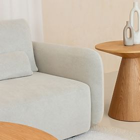 Stolik boczny Abisko, 60 cm, okrągły, naturalna dębowa okleina