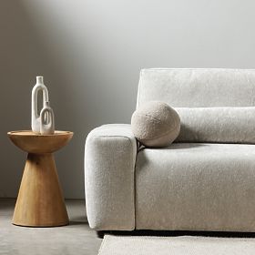 Stolik boczny Arvika 40 cm, okrągły, drewno mango, zaokrąglone kształty, lectus