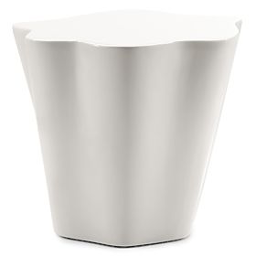 Stolik boczny Bow 49 cm, szarobeżowy, błyszczący, zaokrąglone kształty, lectus