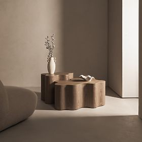 Stolik boczny Cosmo 66 cm, orzech, zaokrąglone kształty