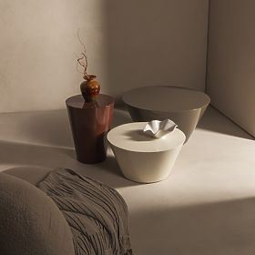 Stolik boczny Eclipso, 40 cm, bordowo-brązowy, błyszczący