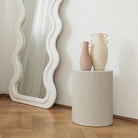 Stolik boczny Ermanno, 35 cm, szaro-beżowy, żłobiony, lectus