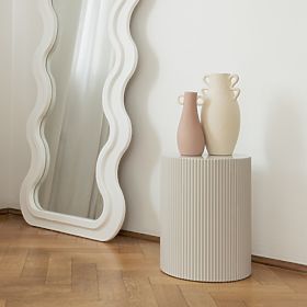 Stolik boczny Ermanno, 35 cm, szaro-beżowy, żłobiony, lectus