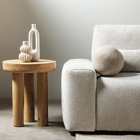 Stolik boczny Limali 50 cm, okrągły, drewno mango, zaokrąglone kształty