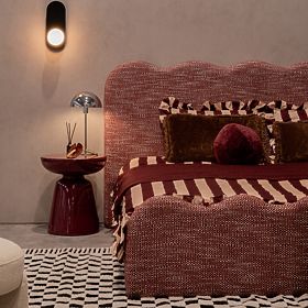 Stolik boczny Logan 40 cm, burgund/czereśnia, połysk, lectus