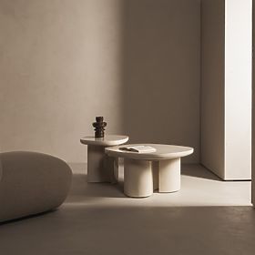 Stolik boczny Puro 50 cm, jasnobeżowy, błyszczący