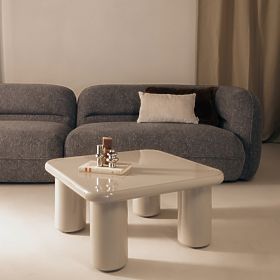 Stolik kawowy Cherry 70 cm, ciemny beżowy, błyszczący