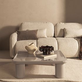 Stolik kawowy Cherry 90 cm, ciemny beżowy, błyszczący