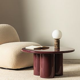 Stolik kawowy Everett 80 cm, burgund, połysk, lectus
