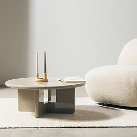 Stolik kawowy Vinto 80 cm, beżowy, błyszczący, lectus