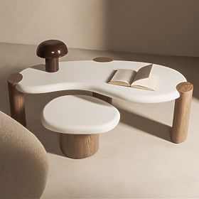 Stolik konferencyjny Floe 125 cm, biały/orzech