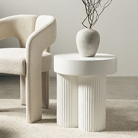 Stolik konferencyjny Salerno 45 cm, okrągły, biały, z rowkowaniem, lectus