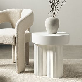 Stolik konferencyjny Salerno 45 cm, okrągły, biały, z rowkowaniem, lectus
