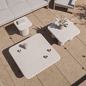 Stolik ogrodowy Vibonis 42 cm, kwadratowy, cementowy, jasnobeżowy