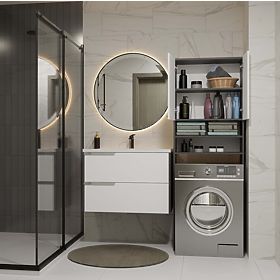 Szafka Łazienkowa nad Pralkę POLA DK ANTRACYT BIAŁA Regał Słupek 180X64X30