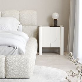 Szafka nocna Lunaria z frezowanym frontem, biała, lectus