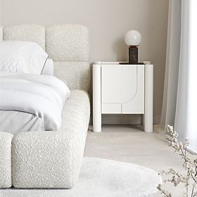 Szafka nocna Lunaria z frezowanym frontem, biała, lectus