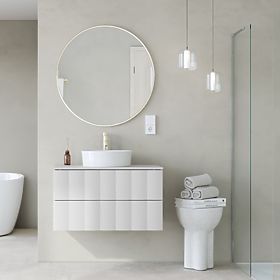 Szafka pod umywalkę na blat Grita 80 cm, biała, falisty panel przedni