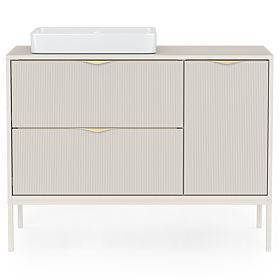 Szafka pod umywalkę na blat Livia 100 cm, kaszmirowa, metalowe nóżki, żłobiona