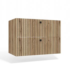 SZAFKA POD UMYWALKĘ TIGO 80 2S DĄB EVOKE 2 SZUFLADY ŻŁOBIONY FRONT WISZĄCA