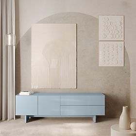 Szafka RTV Glim, niebieski dymny, połysk