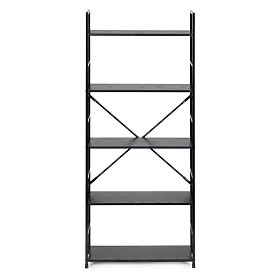 Szeroka drewniana półka nowoczesna LOFT 5 półek czarna, MODERNHOME