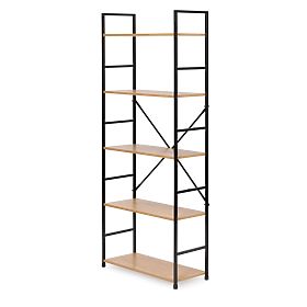 Szeroki nowoczesny drewniany regał LOFT z 5 półkami