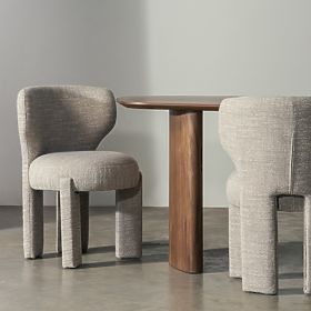 Tapicerowane krzesło Elaine beżowe, zaokrąglony kształt, lectus