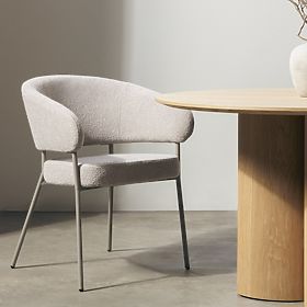 Tapicerowane krzesło Lamu beżowe, bouclé, lectus